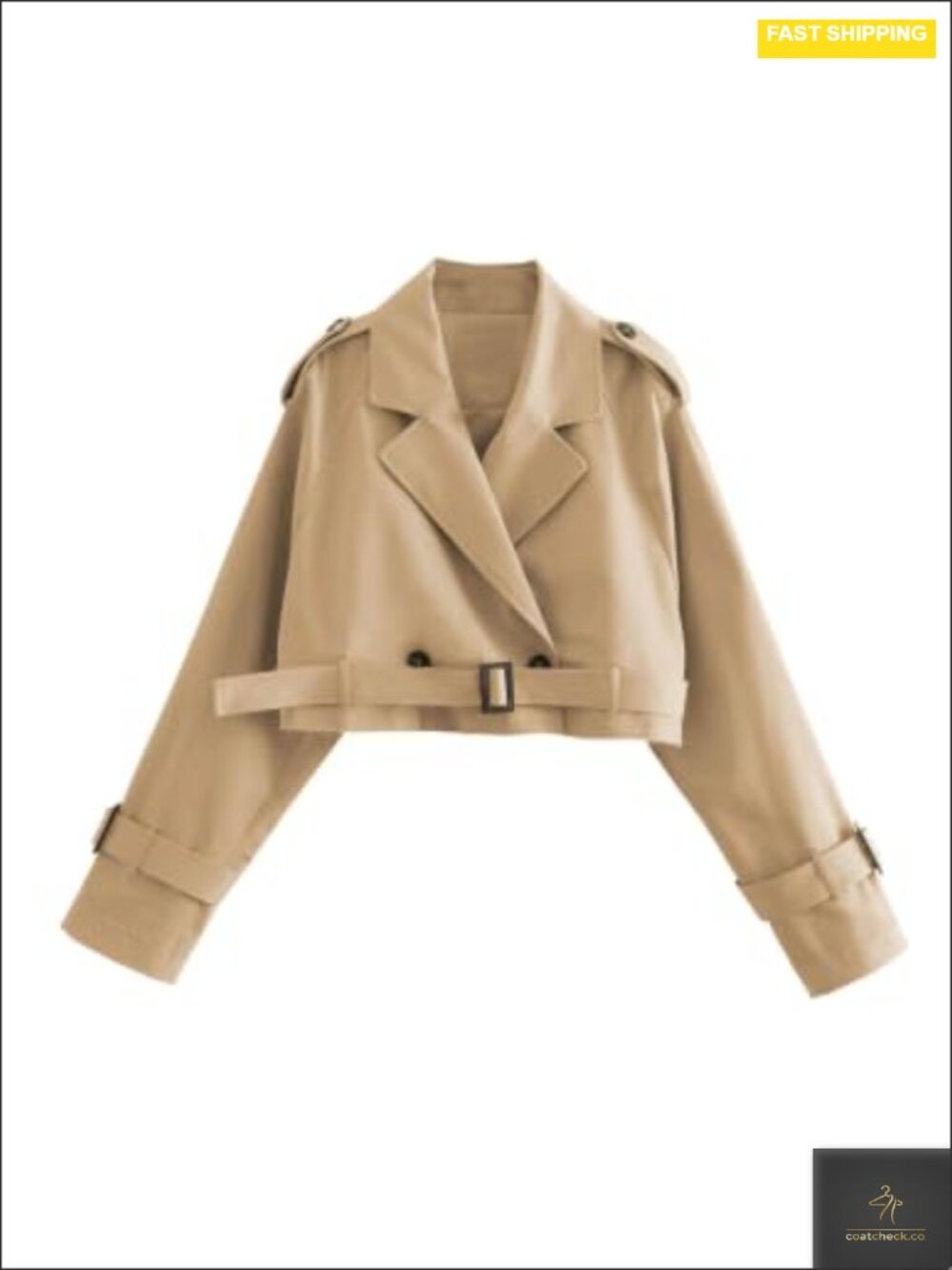 Cropped Double Breasted Trench Coat Women's Short Jacket